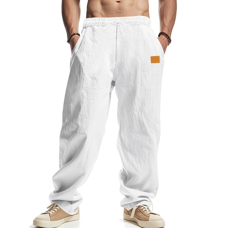 Men's Casual Linen Pants with Elastic Waist and Practical Pockets Fashion Glam