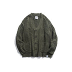 Unisex Oversized Knit Cardigan with Cable Pattern, V-Neck and Patch Pockets Fashion Glam
