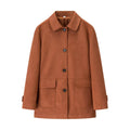 Women's short coat made of suede imitation with shirt collar and patch pockets Fashion Glam