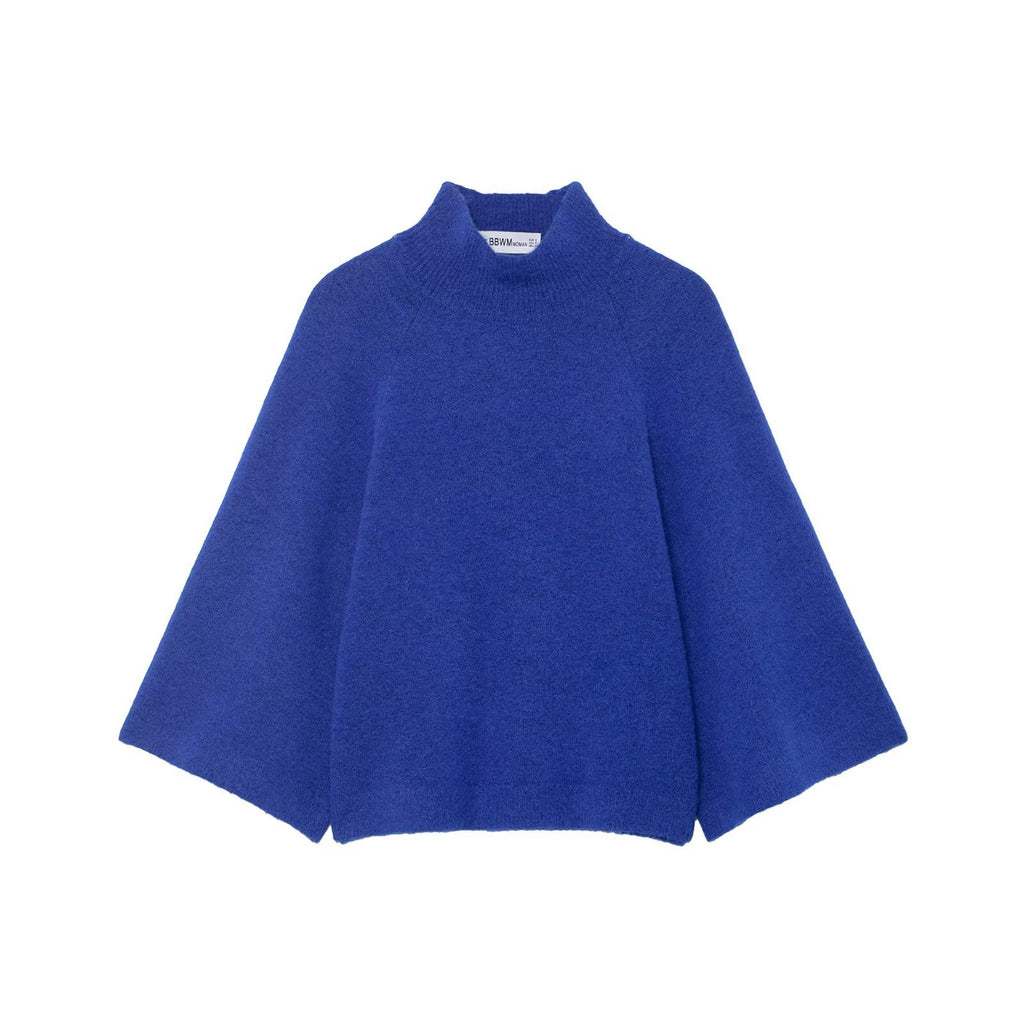 Women's Oversize Knit Poncho with Stand-Up Collar and Wide Swing Cut Fashion Glam