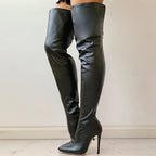 Fashion Glam | Overknee Boots with Golden Heel and Zipper Detail