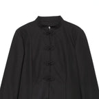 Women's jacket in Mandarin style with stand-up collar and decorative frog closures Fashion Glam