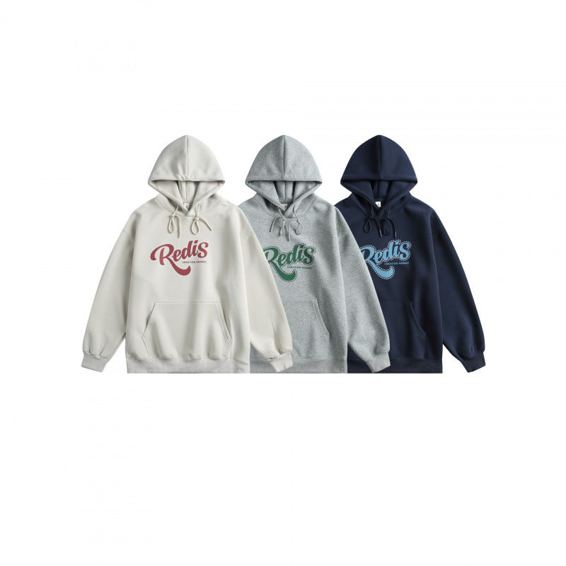 Unisex Oversized Hoodie with Kangaroo Pocket, Logo Print and Wide Ribbed Hem Fashion Glam