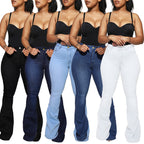 Women's High-Waist Stretch Jeans with slight flare and figure-hugging fit Fashion Glam