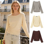 Women's long-sleeve shirt with side gathering and dropped shoulders Fashion Glam