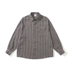 Unisex Oversize-Longsleeve Shirt with Vertical Striped Pattern and Chest Pocket Fashion Glam