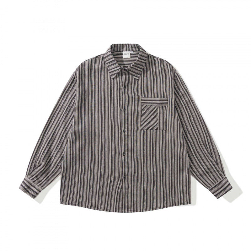 Unisex Oversize-Longsleeve Shirt with Vertical Striped Pattern and Chest Pocket Fashion Glam