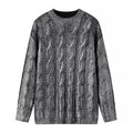 Women Oversized Cable Knit Sweater with Round Neck and Ribbed Cuffs Fashion Glam