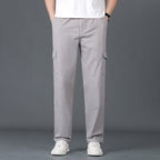 Men's Lightweight Cotton Utility Cargo Pants with Elastic Waistband and Straight Leg Fashion Glam