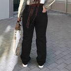 Women wide Destroyed-Denim-Jeans with high waist and strong Ripped-look Fashion Glam