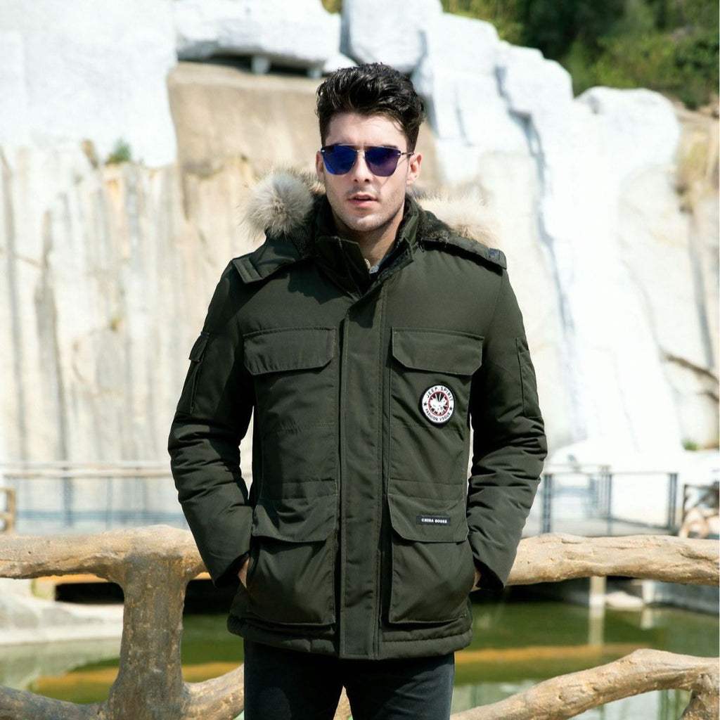 Men's insulated field parka with detachable faux fur collar and multiple pockets Fashion Glam