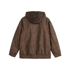 Unisex Oversize Hoodie Bomber Jacket in Velour Look with Hood, Arm Pocket and Elastic Hem Fashion Glam