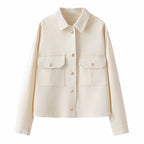Women's Oversize Utility Jacket made of twill with appliquéd chest pockets Fashion Glam