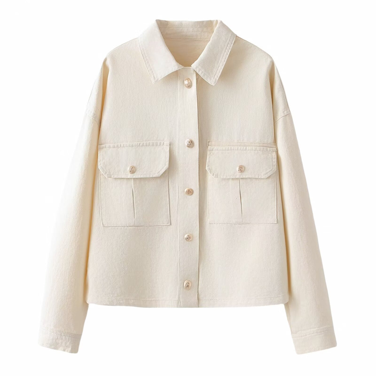 Women's Oversize Utility Jacket made of twill with appliquéd chest pockets Fashion Glam