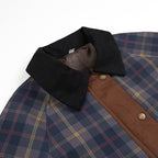 Women’s Oversize Checkered Field Jacket with Waxed Look and Snap Button Placket Fashion Glam