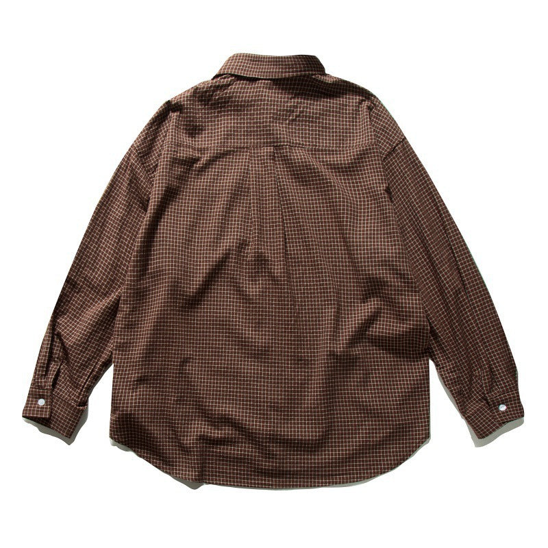 Men's Oversized Checkered Long Sleeve Shirt with Chest Pocket Fashion Glam