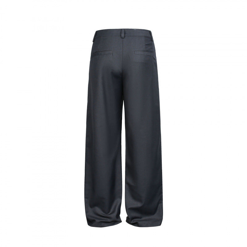 Women Wide Pleated Trousers with High Waist and Visible Button Placket Fashion Glam