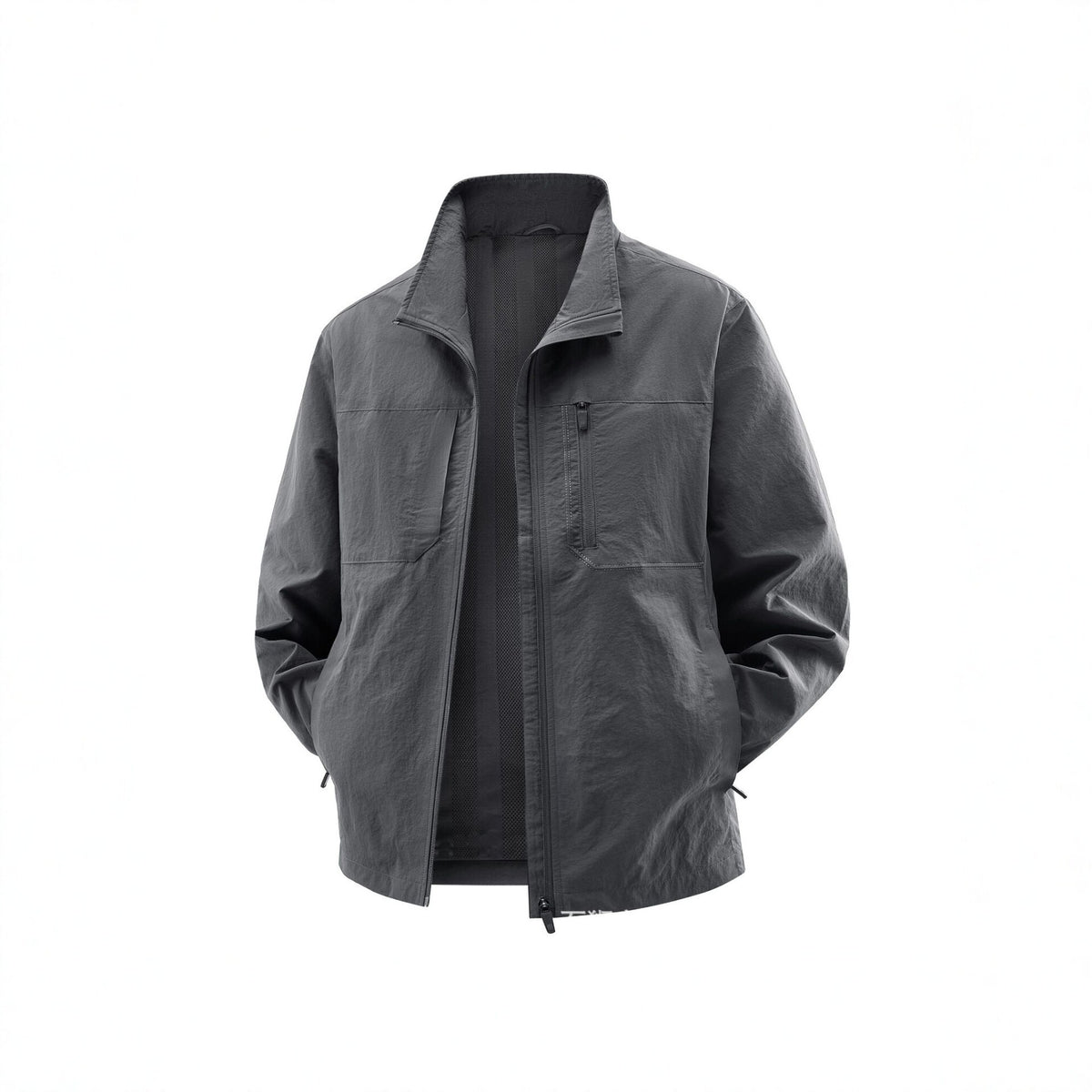 Men's Lightweight Field Utility Jacket with Mesh Lining, Stand-Up Collar and Zipper Pockets Fashion Glam