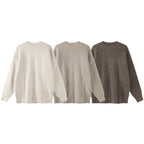 Unisex Oversized Chunky Knit Sweater with Herringbone Pattern and Round Neck Fashion Glam