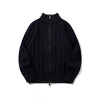 Unisex Zip Sweater with Stand-Up Collar and Vertical Structure Fashion Glam