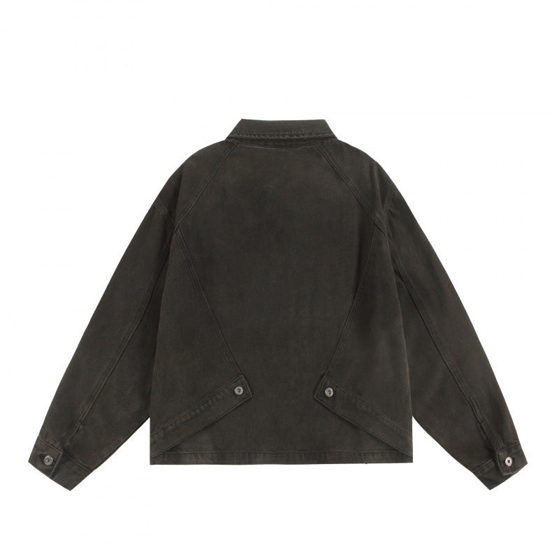 Unisex Boxy Worker Blouson made of washed canvas with a full zipper, shirt collar, and asymmetrical patch pockets Fashion Glam