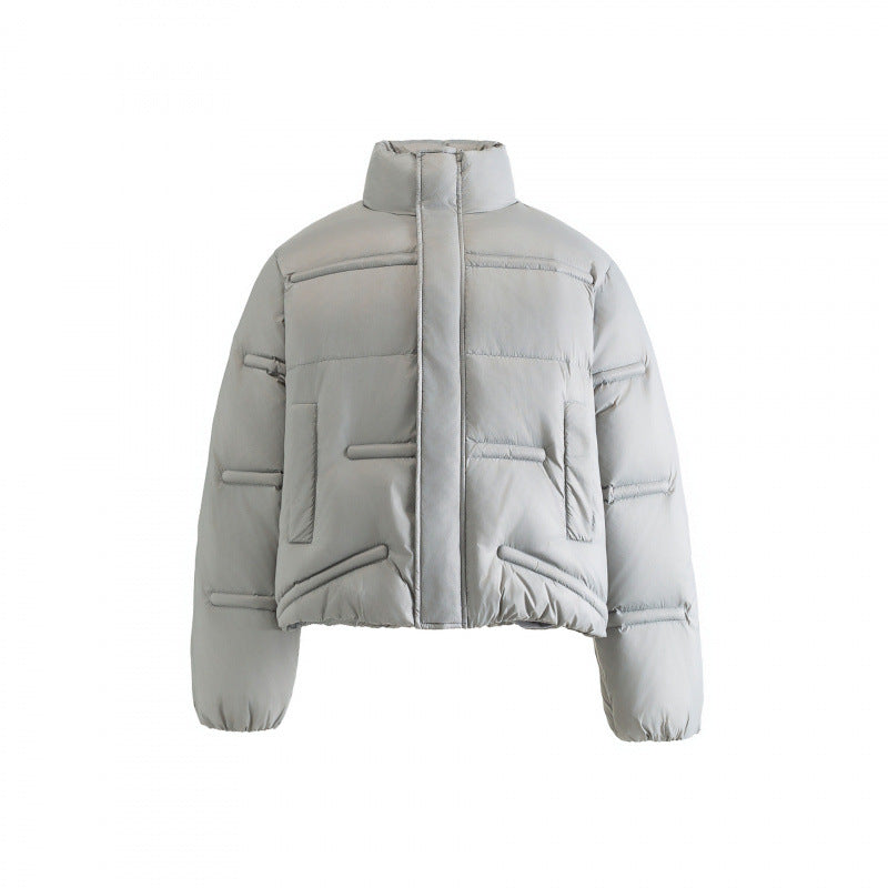 Unisex Short quilted padded jacket in a boxy cut with high stand-up collar Fashion Glam