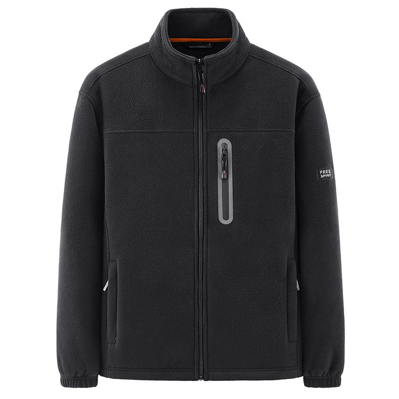 Men's Insulating Microfleece Functional Jacket with Waterproof Chest Pocket and Stand Collar Fashion Glam