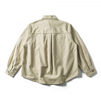 Unisex Oversize Shirt Jacket made of Canvas Cotton Blend with Chest Pocket and Decorative Embroidery Fashion Glam