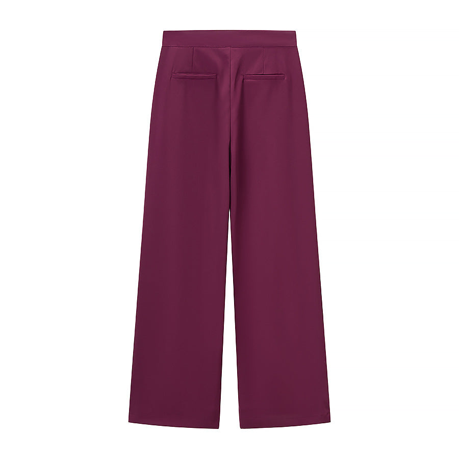 Ladies tailored tuxedo pant suit with feather embellishments at the cuffs Fashion Glam