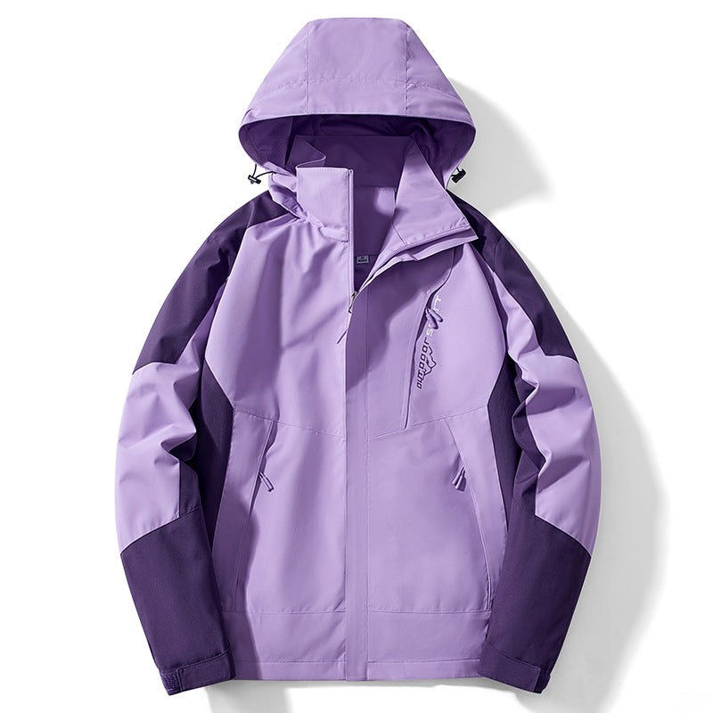 Men's Colorblock Softshell Trekker Jacket with Hood, Concealed Zippers and Side Pockets Fashion Glam