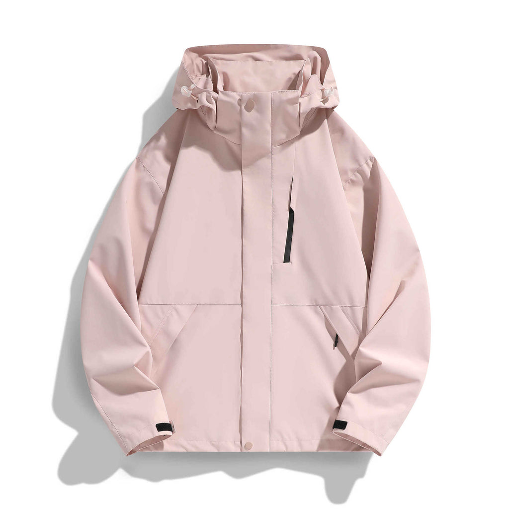 Women's Water-Repellent Hooded Transitional Jacket with Adjustable Hood, Concealed Front Placket and Multifunctional Pockets Fashion Glam