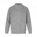 Unisex Zip-knit jacket in boxy cut with stand-up collar and ribbed texture Fashion Glam