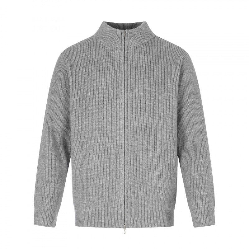Unisex Zip-knit jacket in boxy cut with stand-up collar and ribbed texture Fashion Glam