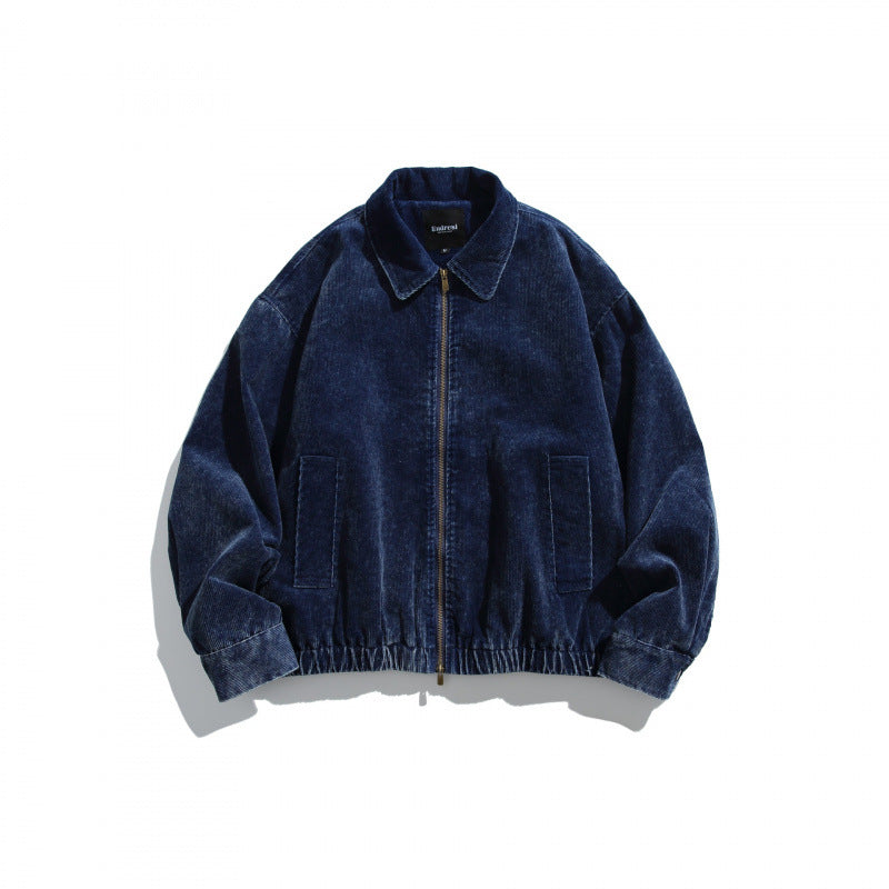 Men's corduroy blouson jacket in oversized fit with zipper and elastic hem Fashion Glam