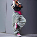 Women wide High-Waist Baggy Jeans with deep crotch and vintage wash Fashion Glam