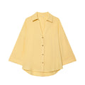 Women Oversized Linen Blouse with Kimono Sleeves and Continuous Button Placket Fashion Glam