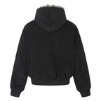 Unisex oversized lined hooded bomber jacket made of suede imitation with teddy lining Fashion Glam