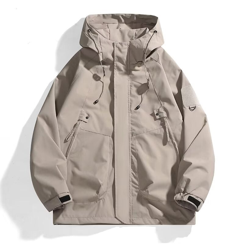 Men's Urban Utility Softshell Parka with Drawstring, Velcro Sleeves and Concealed Zippers Fashion Glam