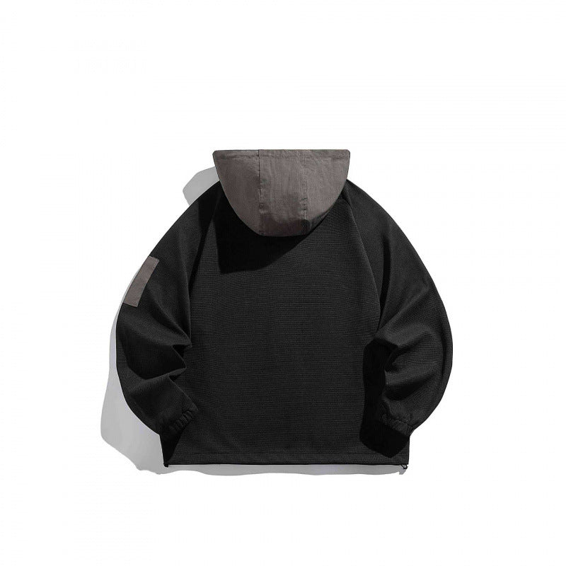 Unisex Technical Hoodie in Oversized Cut with Henley Placket, Patch Pocket and Drawstring Fashion Glam