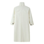 Women's Straight Midi-Length Coat with High Stand-Up Collar and Concealed Button Placket Fashion Glam