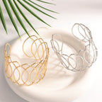 Women Open Bangle with Artfully Curved Design Fashion Glam