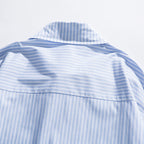 Men's Oversized Cotton Shirt with Fine Stripes and Chest Pocket Fashion Glam