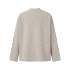 Unisex Oversize fine knit sweater with Henley button placket and stand-up collar Fashion Glam
