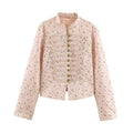 Women's Tailored Short Jacket with Decorative Lacing and Stand-Up Collar Fashion Glam