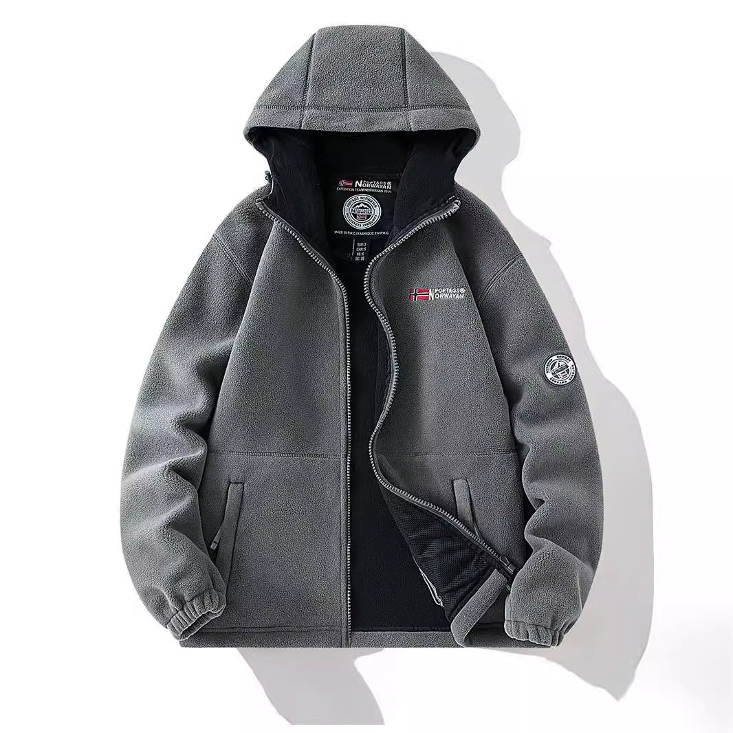 Women's Hooded Fleece Jacket with Teddy Lining and Full Zip Fashion Glam