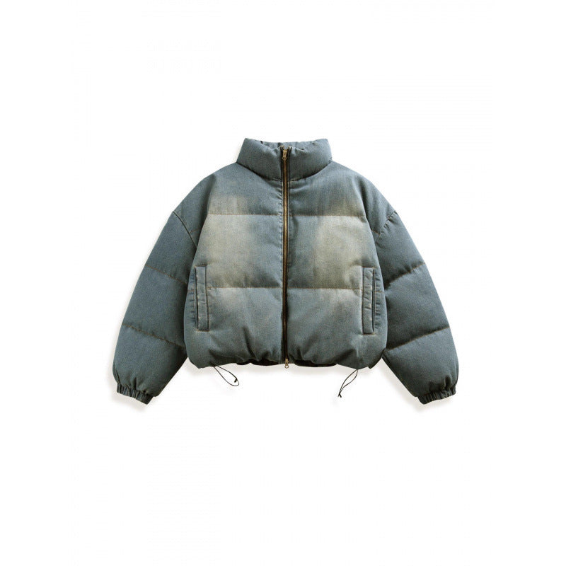 Unisex Short Oversized Padded Jacket with Stand Collar, Drawstring and Elastic Sleeve Cuffs Fashion Glam