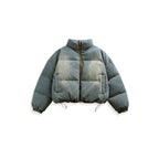 Unisex Short Oversized Padded Jacket with Stand Collar, Drawstring and Elastic Sleeve Cuffs Fashion Glam