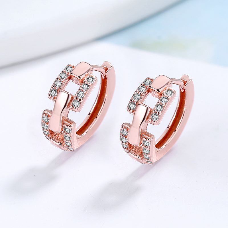 Ladies earrings with sparkling zirconia and modern design Fashion Glam