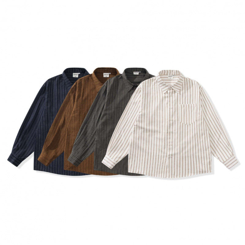 Unisex Oversized Striped Shirt in Relaxed Fit with Chest Pocket Fashion Glam