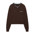 Women’s short-cut cardigan with contrast trim and patch pocket Fashion Glam